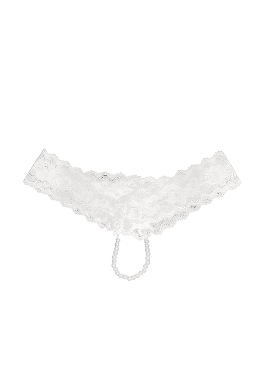 Pearl Panty Thong by iCollection Lingerie 7119 White